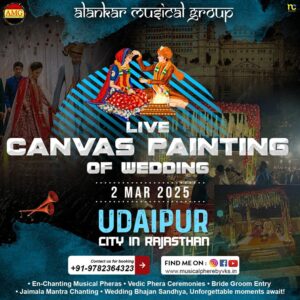 Live Canvas Painting Of Bride Groom, Live Pheras Painting Udaipur Show