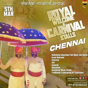 Rajasthani Royal Welcome By Moustache Man, Darbaan Entry, Carnival Stalls Chennai
